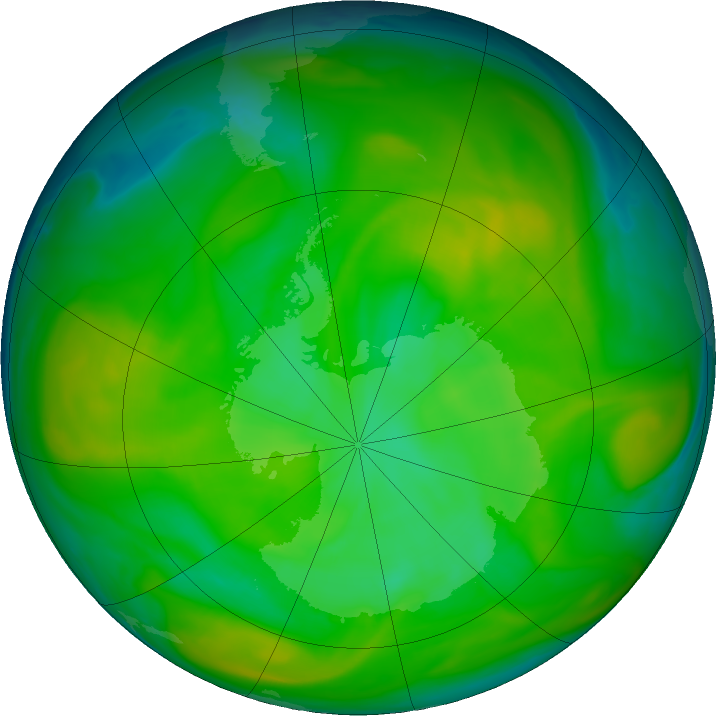 Antarctic ozone map for 04 December 2019